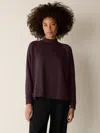 Eileen Fisher Cozy Brushed Terry Hug Mock Neck Top In Purple