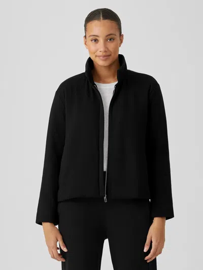 Eileen Fisher Cozy Brushed Terry Hug Padded Jacket In Black