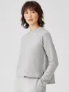 Eileen Fisher Cozy Brushed Terry Hug Raglan-sleeve Box-top In Gray