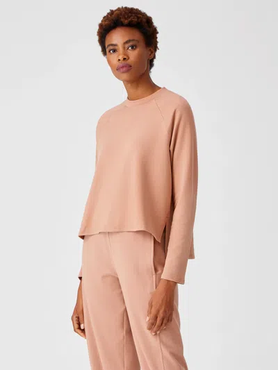 Eileen Fisher Cozy Brushed Terry Hug Raglan-sleeve Box-top In Pink