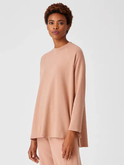 Eileen Fisher Cozy Brushed Terry Hug Raglan-sleeve Top In Pink
