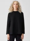 Eileen Fisher Cozy Brushed Terry Hug Raglan-sleeve Top In Black