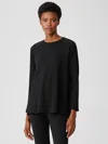 Eileen Fisher Cozy Brushed Terry Hug Raglan-sleeve Top In Black