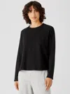 Eileen Fisher Cozy Brushed Terry Hug Raglan-sleeve Top In Black