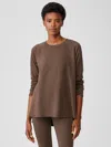 Eileen Fisher Cozy Brushed Terry Hug Raglan-sleeve Top In Brown