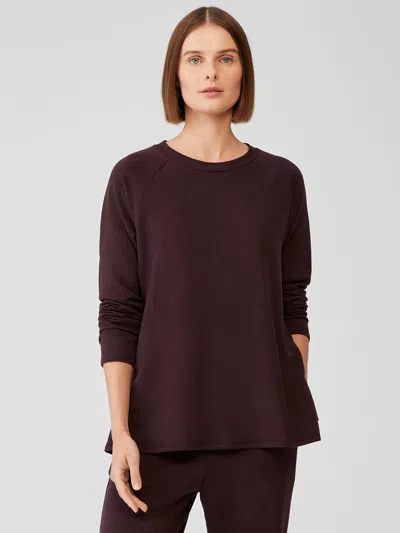 Eileen Fisher Cozy Brushed Terry Hug Raglan-sleeve Top In Purple