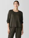 Eileen Fisher Cozy Brushed Terry Hug Round Neck Box-top In Black