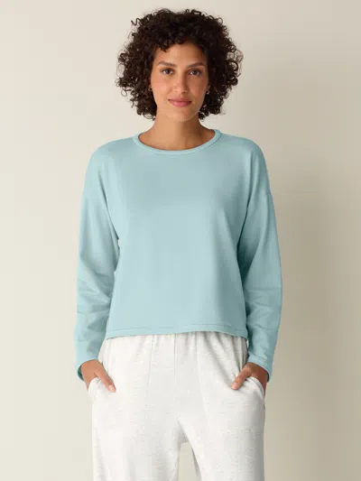 Eileen Fisher Cozy Brushed Terry Hug Round Neck Box-top In Blue