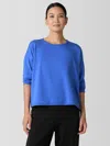 Eileen Fisher Cozy Brushed Terry Hug Round Neck Box-top In Blue