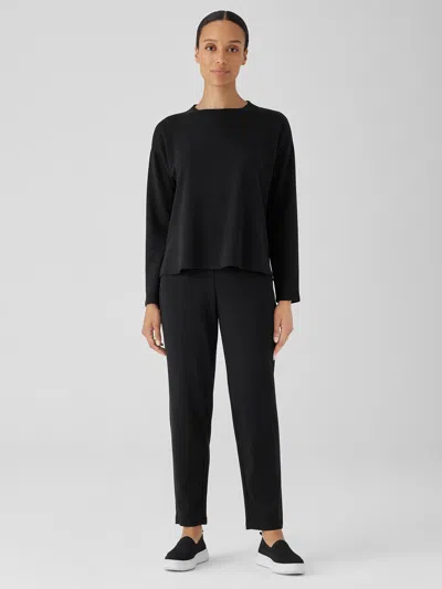Eileen Fisher Cozy Brushed Terry Hug Slouchy Pant In Black