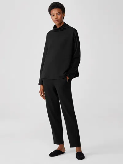Eileen Fisher Cozy Brushed Terry Hug Slouchy Pant In Black