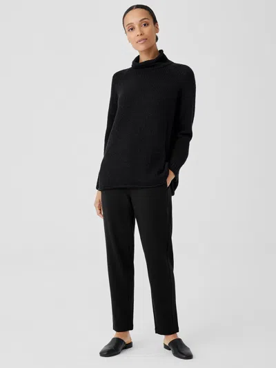 Eileen Fisher Cozy Brushed Terry Hug Slouchy Pant In Black