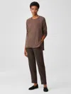 Eileen Fisher Cozy Brushed Terry Hug Slouchy Pant In Brown