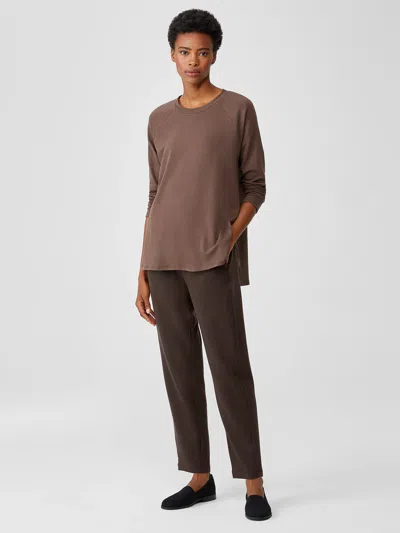 Eileen Fisher Cozy Brushed Terry Hug Slouchy Pant In Brown