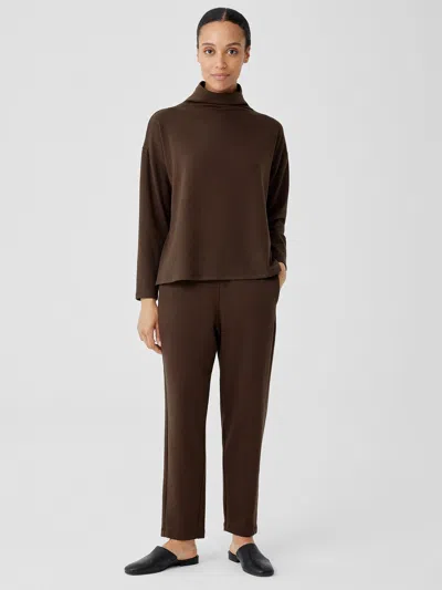 Eileen Fisher Cozy Brushed Terry Hug Slouchy Pant In Brown