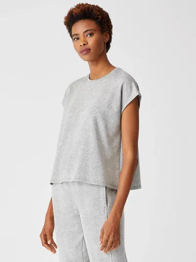Eileen Fisher Cozy Brushed Terry Hug Square Top In Gray