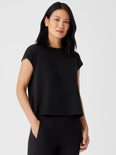 Eileen Fisher Cozy Brushed Terry Hug Square Top In Black