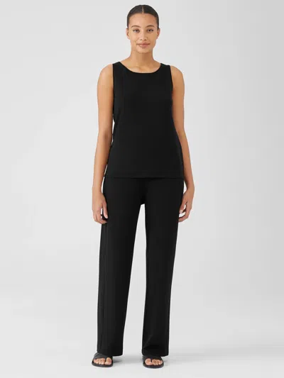 Eileen Fisher Cozy Brushed Terry Hug Straight Pant In Black
