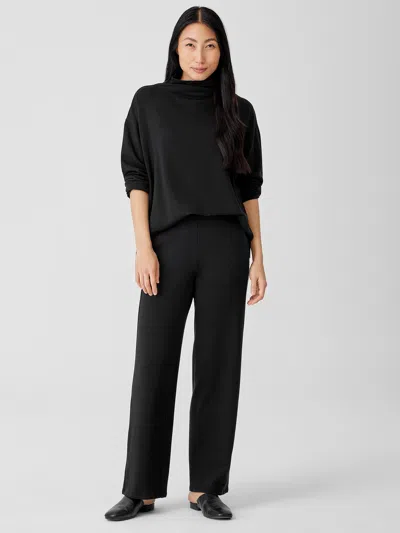 Eileen Fisher Cozy Brushed Terry Hug Straight Pant In Black