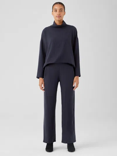 Eileen Fisher Cozy Brushed Terry Hug Straight Pant In Blue