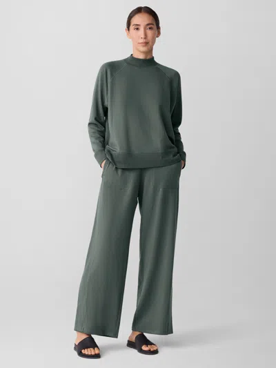 Eileen Fisher Cozy Brushed Terry Hug Straight Pant In Everglade