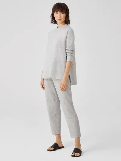 Eileen Fisher Cozy Brushed Terry Hug Tapered Ankle Pant In Gray