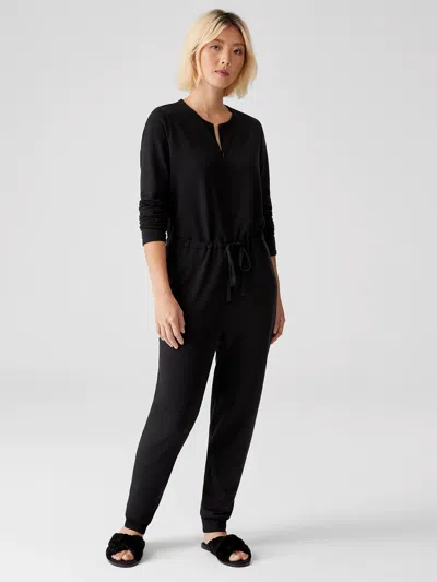 Eileen Fisher Cozy Brushed Terry Jumpsuit In Black