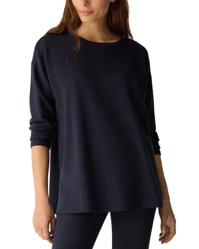 EILEEN FISHER COZY BRUSHED TERRY ROUND NECK LONG BOXY TOP