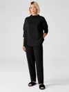 Eileen Fisher Cozy Brushed Terry Tapered Ankle Pant In Black