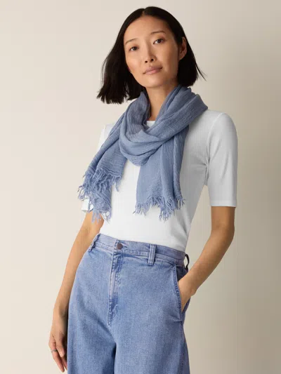 Eileen Fisher Cozy Crinkle Gauze Scarf In Delphine