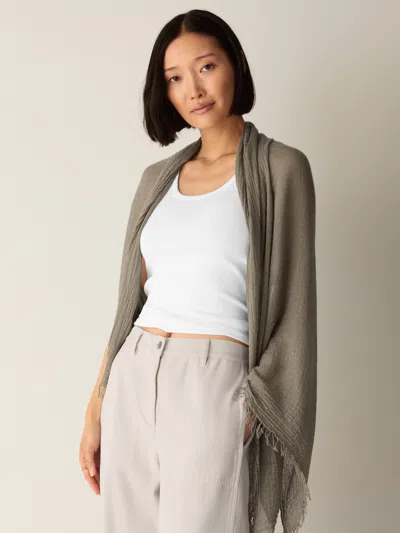 Eileen Fisher Cozy Crinkle Gauze Scarf In Wheat