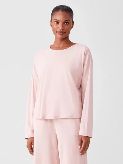 Eileen Fisher Cozy Organic Cotton Interlock Box-top In Pink