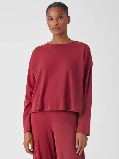 Eileen Fisher Cozy Organic Cotton Interlock Box-top In Red