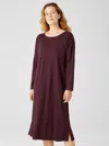 Eileen Fisher Cozy Organic Cotton Interlock Dress In Burgundy