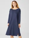 Eileen Fisher Cozy Organic Cotton Interlock Dress In Blue