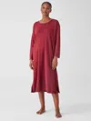 Eileen Fisher Cozy Organic Cotton Interlock Dress In Burgundy