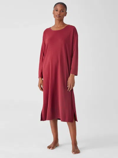 Eileen Fisher Cozy Organic Cotton Interlock Dress In Burgundy