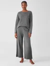 Eileen Fisher Cozy Organic Cotton Interlock Wide-leg Pant In Gray