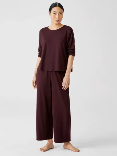 Eileen Fisher Cozy Organic Cotton Interlock Wide-leg Pant In Brown