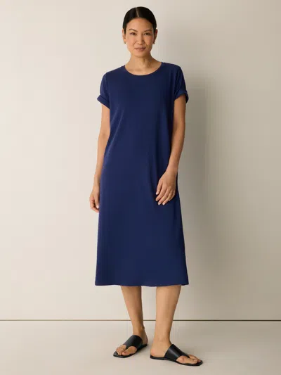 Eileen Fisher Cozy Organic Cotton Slub Tee Dress In Black