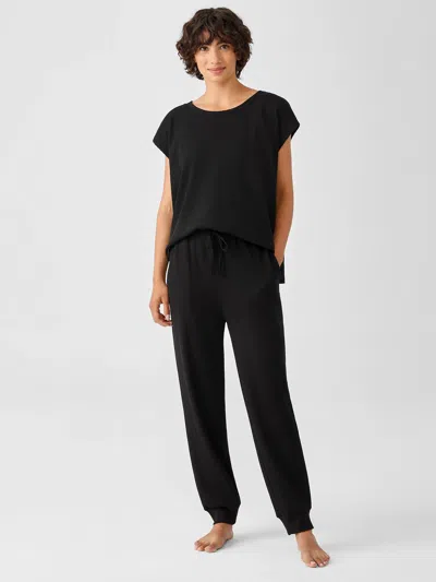 Eileen Fisher Cozy Organic Cotton Thermal Jogger Pant In Black