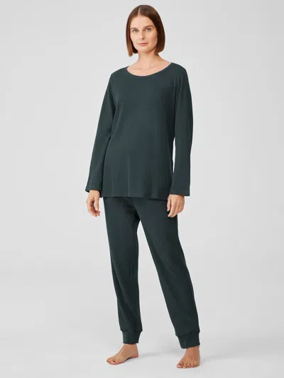 Eileen Fisher Cozy Organic Cotton Thermal Jogger Pant In Blue