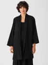 Eileen Fisher Cozy Organic Cotton Thermal Sleep Cardigan In Black