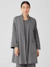 Eileen Fisher Cozy Organic Cotton Thermal Sleep Cardigan In Gray