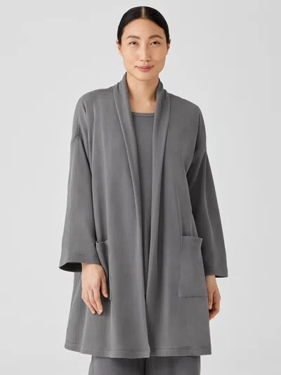 Eileen Fisher Cozy Organic Cotton Thermal Sleep Cardigan In Gray