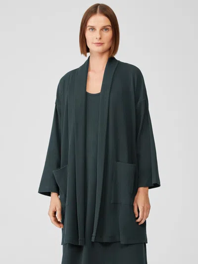 Eileen Fisher Cozy Organic Cotton Thermal Sleep Cardigan In Green
