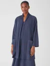 Eileen Fisher Cozy Organic Cotton Thermal Sleep Cardigan In Blue