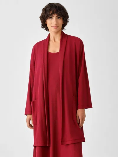 Eileen Fisher Cozy Organic Cotton Thermal Sleep Cardigan In Red