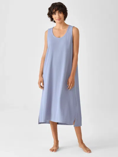 Eileen Fisher Cozy Organic Cotton Thermal Tank Dress In Blue