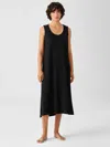 Eileen Fisher Cozy Organic Cotton Thermal Tank Dress In Black